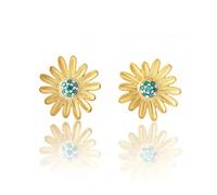 Emerald Created Earrings Flower Plated for Lady Summer S925 for Women s, LYLSSSDH