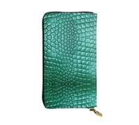 Emerald crocodile leather Printed leather wallet, 7.5 x 4.1-inch long credit card holder, portable travel cash wallet