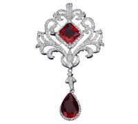 Emerald Crystal Filigree Brooch for Women Vintage Royal Style Elegant Coat Lapel Pin Gift