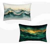 Emerald Cushion Covers 24x32inch Set of 2, Mountain Rectangle Cushion Covers Waterproof Linen Sofa Cushions with Invisible Zipper Bedroom Accessories Decorative Pillows for Room Decor -zjn2602D2