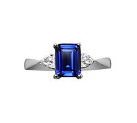 Emerald Cut Ring Silver Tone CZ Accent Tapered Band