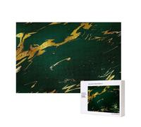 Emerald Deep Green Earth Tones Gold Marble,300 Pieces Wooden Jigsaw Family Game Jigsaw Puzzles for Adults Teens Home Decor