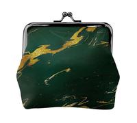 Emerald Deep Green Earth Tones Gold Marble, PU Leather Coin Purse, Small Wallets, Change Pouch with Kiss Lock Clasp Buckle, Change Purse