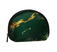 Emerald Deep Green Earth Tones Gold Marble, Women's Storage Bag Shell Makeup Bag Small Coin Purse Shell Change Pouch