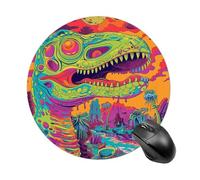 Emerald Dinosaur Lines Gaming Mouse Pad Non-Slip Rubber Base Waterproof Round Mouse Pads for Desk Personalized Gaming Mousepad for Laptop Computer Home Office Decor Desk Accessories 7.8x7.8 Inch