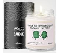 Emerald Gifts for Wedding Anniversary - Luxury Soy Wax Candle - Vanilla, Jasmine, Sugared Almond - Makester