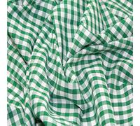 Emerald Green - 1 Metre - ¼” Gingham Check Polycotton Fabric Checked Fabric Chequered Tablecloth Dressmaking Green Material Corded Woven Gingham 112cm Width
