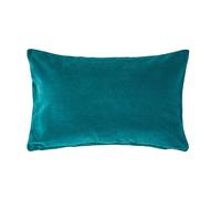 HOMESCAPES Emerald Teal Green Velvet Cushion Cover Super Soft Cotton Velvet Luxury Scatter Cushion Rectangle Plain Accent Throw Pillow for Sofa and Bed Decoration with Hidden Zipper, 30 x 50 cm