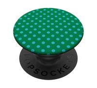 Emerald Green and Blue Big Polka Dot Boho Vintage Aesthetic PopSockets Adhesive PopGrip