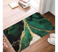 Emerald Green and Gold Marble Bathroom Rugs Bath Mat Floor Non-Slip Floor Carpet Absorbent Door Mat Home Decor for Kitchen Bedroom Indoor Outdoor 20"x31.5"in