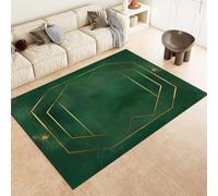Emerald Green Area Rugs Marble Gold Geometry Non-Slip Washable Area Rug 60 X 90 Cm Short Pile Floor Mat For Living Room Bedroom Bathroom Kitchen & Office,140 X 200 Cm