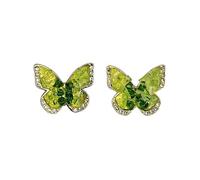 Emerald Green Butterfly Studs with Fine Gold Wire Frames