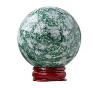 Emerald Green Crystal Ball Decor Sphere Quartz Orb with Stand for Feng Shui Decoration and Divination Gemstone Stone