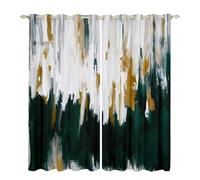 Emerald Green Curtains & Drapes Watercolor Graffiti Blackout Curtains,Striped Oil Painting Curtains Aesthetic Modern Black Out Curtains,Ombre Brush Marks Contemporary Window Drapes 2 Panels,66x72