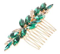 Emerald Green Glass Marquise Bridal Hair Side Comb Alloy