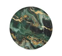 Emerald Green Gold Black Marble Style placemats for Round Dining Table Reusable, Washable placemats and Coasters, Dining Table Waterproof 6-Piece Set