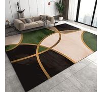 Emerald Green Golden Semicircle Area Rug, Green Black Geometry Indoor Non-Slip Kids Rugs, for Living Room Bedroom Kitchen Dining Room Home Office Floor Rug,5.3 x 8ft