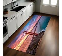 Emerald Green Kitchen Mat Building the Golden Gate Bridge Non-Slip Washable Standing Mat 60 x 180 cm Carpet Runner for Kitchen Laundry Home Office
