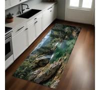 Emerald Green Kitchen Mat Canyon waterfalls forest Non-Slip Washable Standing Mat 40 x 120 cm Carpet Runner for Kitchen Laundry Home Office