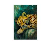 Emerald Green Leopard Wall Art Modern Leopard Print Poster Ultra-Minimalist Aesthetic Art Exclusively for College Dorm Decor (3) 24x36inch(60x90cm)