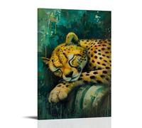 Emerald Green Leopard Wall Art Modern Leopard Print Poster Ultra-Minimalist Aesthetic Art Exclusively for College Dorm Decor (3) 24x36inch(60x90cm)