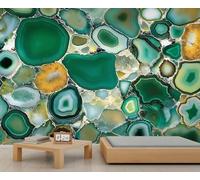 Emerald Green Marble Mural, Modern Abstract Mural Wallpaper, Contemporary Wallpaper for Living Room, Marble Wall Murals - 200x200cm (Not Peel n' Stick)