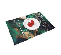 Emerald Green Marble, Set of 4 Washable Table Mats Placemats For Dining Table Heat Resistant Tray Mats 30x45 cm