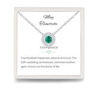Emerald Green May Birthstone Necklace: 925 Sterling Silver Diopside Birthstone Cubic Zirconia Pendant Halo Necklaces, Elegant Jewelry Anniversary Mother's Day Birthday Gift for Women Teen Girls Mom