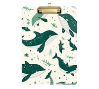Emerald Green Playful Whale clipboard Automotive Acrylic Cute for Football Softball Coaching Size 9 x 12.5 Tabla para escribir