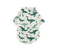Emerald Green Playful Whale Summer Dog Shirts Collared Polo T-Shirts Button Up Lightweight and Breathable Pet Polo Shirt Doggy Sweatshirt Puppy Kitten Perfect for Everyday Wear, and