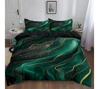 Emerald green Printed Duvet Cover Set bedding Set 3 pcs Soft Microfiber Swallowing glitter marble Duvet Cover with 2 Pillowcases and Zipper Closure Single