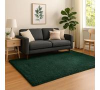 Emerald Green Rug Soft Plush Pile High-Density Comfort Stain Resistant Carpet Bedroom Lounge Hallway Mat Cozy Modern Interior Style Rugs 60cm x 110cm (1ft 12" x 3ft 7")