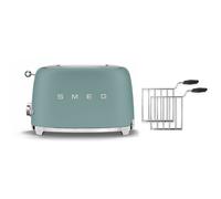 Smeg TSF01 Matte 2 Slice Toaster + TSSR01 2-Sandwich Racks Bundle - Emerald Green