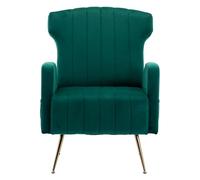 Emerald Green Velvet Wingback Chair - Modern Upholstered Accent Armchair with Metal Legs Stylish Single Sofa for Living Room Bedroom & Office Decor