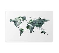 Emerald Green Watercolor World Map Canvas Poster Bedroom Decor Landscape Office Room Decor Gift 16" L X 24" W