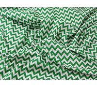 Emerald Green/White - 1 Meter | Chevron Printed Polycotton Fabric Japanese Qkt 4000 Poly Cotton Material White Colour Color Zig Zag Dressmaking Crafts Quilting Blender Blending Fabric