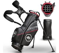 Emerald Isle 14 Way Full Length Divider Golf Bag Stand, Heavy Duty Carry Bag with Rain Hood, Multiple Pockets, Padded Handle and Strap, Lightweight Golf Bag for Men and Women