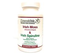 Emerald Isle Irish Spirulina Ulva Lactuca & Irish Moss Capsules 500mg | Irish Spirulina (Ulva lactuca) & Irish Moss (Chondrus crispus), 500mg seaweed blend, 90 capsules, 100% pure seaweed.