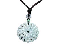 Emerald Jade Hollow Out to Turn of Fortune Flower Lucky Jade Pendant Female Fashion Open Rich Necklace