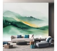 Emerald Marble Photo Wallpaper for Bedroom, Watercolor Fluid Art Wall Mural for Living Room, Emerald Wallpaper 400x280 Nonwoven Wall Paper Home Decor W&36