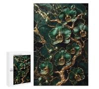 Emerald Orchids on Marble Puzzle for Adults, 1000 PCS, Illustrated Jigsaw Edition, A Detailed Puzzle Experience for Adult Hobbyists