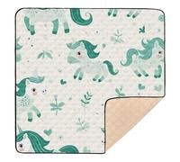 Emerald Playful Pony Soft Thick Baby Care Play mat for Floor Lightweight Foldable Tummy Time & Crawling Mat for Baby Toddler Infant, 50'' x 50''