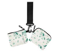 Emerald Playful Pony Women's Card Cases Change Holder Compact Size Credit Card Wallet Organizer with Zipper Coin Pocket for Daily Use 2 Packs