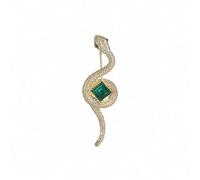 Emerald Snake Lapel Pin Punk Animal Badge Pin Green Crystal Brooch Jewelry for Women