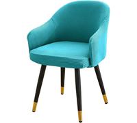 Emerald Stretch Curved Back Dining Chair Covers with Armrests 6PCS Slipcovers for Accent Chairs Vanity & Office Desk Seat Protectors