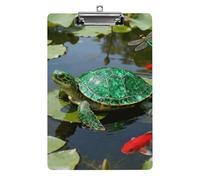 Emerald Turtle Pond Clipboard,Decorative Clip Board Acrylic Clipboards with Low Profile Metal Clip for Office,Teachers,Standard Letter Size 8.5x12.5