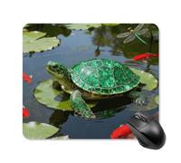 Emerald Turtle Pond Mouse Pad Cute Square Mouse Mat Leather Non-Slip Rubber Base Mousepad Waterproof Computer Mouses Pad for Laptop Wireless Mouses Keyboard Home Office 25 * 30cm