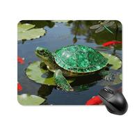 Emerald Turtle Pond Mouse Pad Cute Square Mouse Mat Leather Non-Slip Rubber Base Mousepad Waterproof Computer Mouses Pad for Laptop Wireless Mouses Keyboard Home Office 20 * 25cm