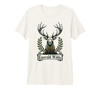Emerald Wilds Irish Deer Crest Nature Emblem Graphic Premium T-Shirt