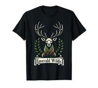 Emerald Wilds Irish Deer Crest Nature Emblem Graphic T-Shirt